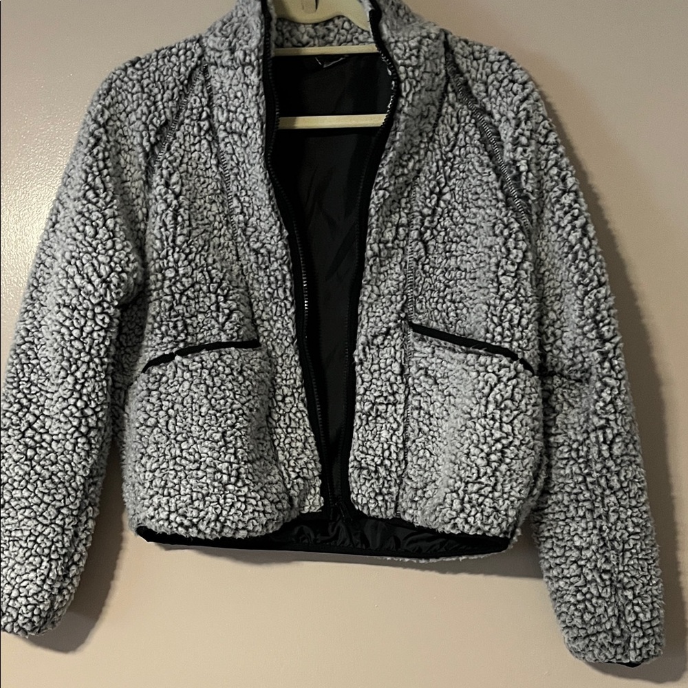 DIVIDED by H&M Nike Women's Black and White Teddy Jacket. Great condition. XS